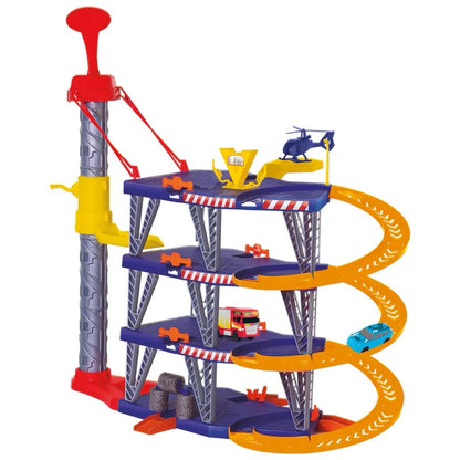 Brinquedo Elevador Pista Radical – Posto Lava Rápido com Carrinho e Helicóptero Samba Toys