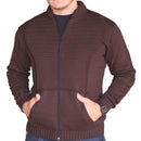 Casaco Masculino de Lã Tricot com Zíper e Bolsos